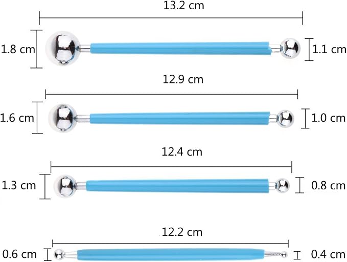 Ecjiuyi 9PCS Sculpting Tools,4PCS Double-Ended Metal Ceramic Clay Ball Stylus Dotting Tools and 5PCS 2 Way Silicone Polymer and Embossing Paper Flower Indentation Tool Set