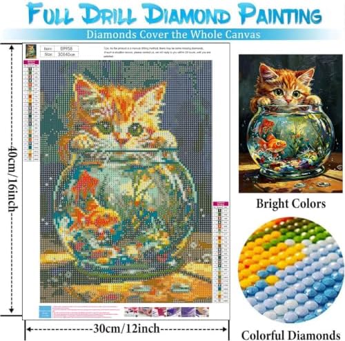 bleihum Funny Cat Diamond Art Kits for Adults Gem Art 12x16inch