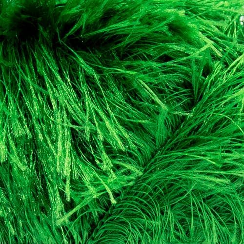 Estako Eyelash Yarn, Soft Fuzzy Faux Fur for Crochet and Knitting, Grass