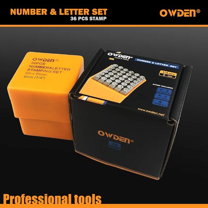 OWDEN Professional 36Pcs Steel Metal Stamps Set, 6mm (1/4")