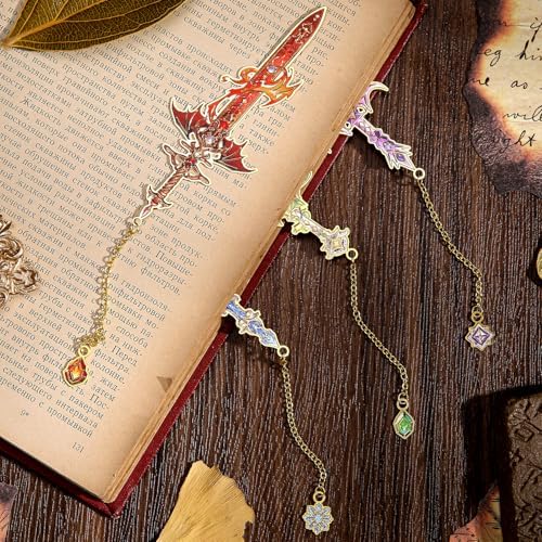 12pcs Fantasy Sword Bookmarks for Books, Journals, Planners - Cool Metal Book Markers for Reading Women & Men, Unique Book Marks Gifts for Book Lovers, Reading Accessories for Students & Adults & Kids