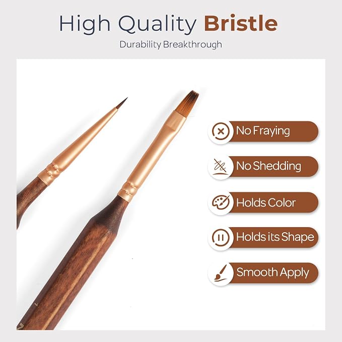 Nicpro 15 PCS Extreme Miniature Paint Brushes,Fine Micro Model Detail Brush