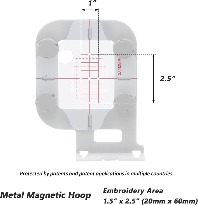 Sew Tech Magnetic Embroidery Hoop for Brother, 1x2.5in 20x60mm Round SA442 | Fits PE900 SE2000 PE800 PE780D PE770 PE700 SE2100 SE1950 SE1900 NS1250E NS2850D Brother; Baby Lock Bloom Accord Ellure