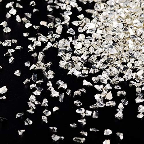 Crushed Glass Irregular Metallic Chips Sprinkles Chunky Big Glitter Silver 100g 4-6mm for Nail Arts Craft DIY Vase Filler Epoxy Resin Mold Scrapbooking Jewelry Making Decoration (Sliver, 4-6mm)