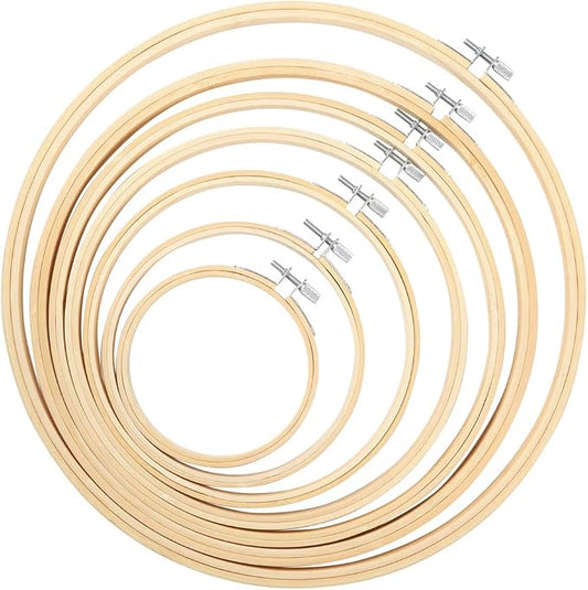 Caydo 7 Pieces 7 Sizes Embroidery Hoops Set 4 inch to 12 inch | Bamboo Circle Cross Stitch Hoop Rings for Craft Sewing and Home Ornaments