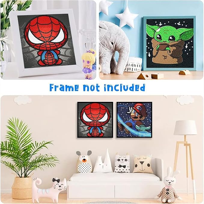 LWZAYS Diamond Painting Kits for Kids Diamond Art Gem by Number Kits Arts and Crafts for Kids, Mosaic Kits DIY Full Drill Painting Kit for Home Wall Decor 4 Pieces 6" X 6"