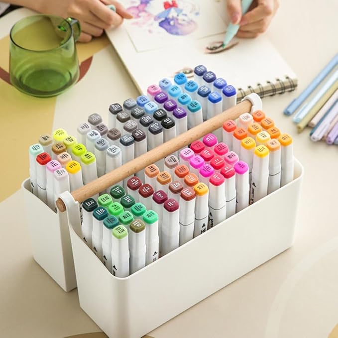 2 Pack Art Supply Caddy Organizer with Handle,Colored Pencil Holder Markers