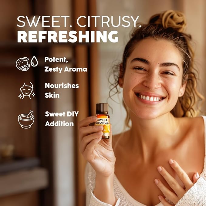 Kukka 100% Pure Orange Essential Oil for Skin, Diffuser, 1.02 Fl Oz | Undiluted Sweet Orange Oil for Uplifting Diffuser Blends, Natural Cleaning Spray, Hair & Skin Care & DIY Soap Making
