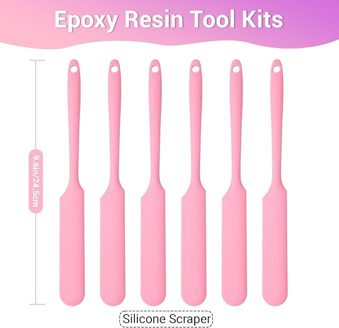 Gartful 6PCS Silicone Spatula Sticks, Non-Stick Epoxy Resin Mixing Sticks Scraper Tools, Reusable Stirring Rods for Resin, Paint, Waxing, Liquid, Arts Crafts Supplies, Facial Mask, Pink