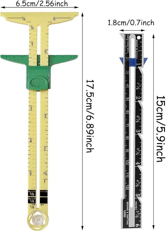 YEQIN 4 Pieces Sewing Gauge Sewing Measuring Tool, 5-in-1 Sliding Gauge Measuring Sewing Ruler Tool Fabric Quilting Ruler for Knitting Crafting Sewing Beginner Supplies