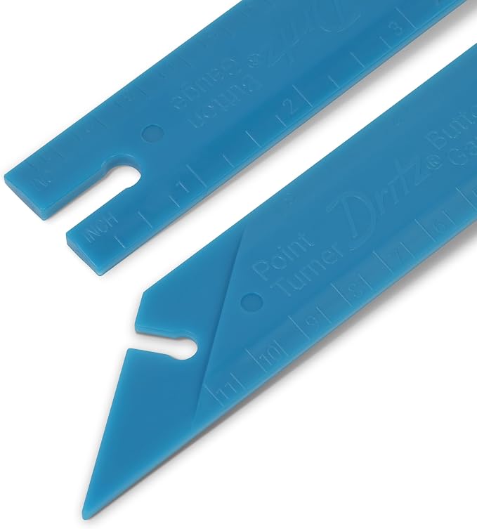 Dritz 5-1/2" Button Gauge & Point Turner, 1 Count Guage & Turner, Blue, 7.75 x 2.88 x 0.5