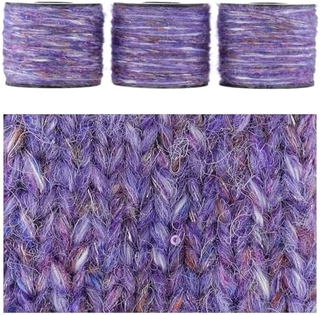 Artisanal Yarn Collection Multifiber Fancy Yarn for Knitting Crocheting Crafts DIY, Set of 3 Rolls(104 Starry Night Purple Haze)