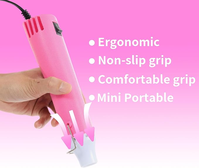Heat Gun 300W, Handed Hot Air Gun for Crafting and DIY (Pink) | 3.28FT Ultra-Long Cable Portable Heat Gun with Stand and Power Cord for Shrinking Wrapping PVC and Drying Paint