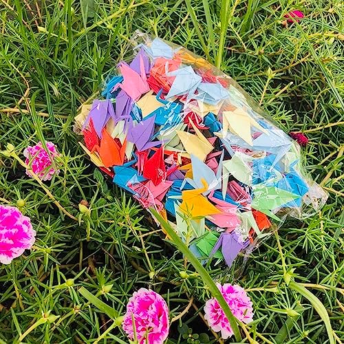 150Pcs 7cm Premade Origami Paper Cranes Folded Origami Birds DIY Hanging Paper Garlands for Wedding Party Decorations Birthday Bday Bridal Shower Backdrop Décor Peace Dove Good Luck (Rainbow, 7CM)