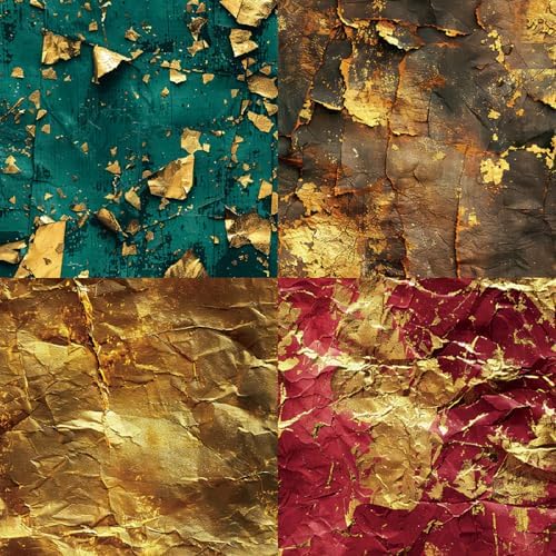 6x6 Scrapbook Paper Pad - Luxury Gold Foil Texture 160gsm Heavyweight Cardstock, 24 Pcs Distressed Metallic Decorative Paper for Scrapbooking, Junk Journal Supplies & DIY Crafts