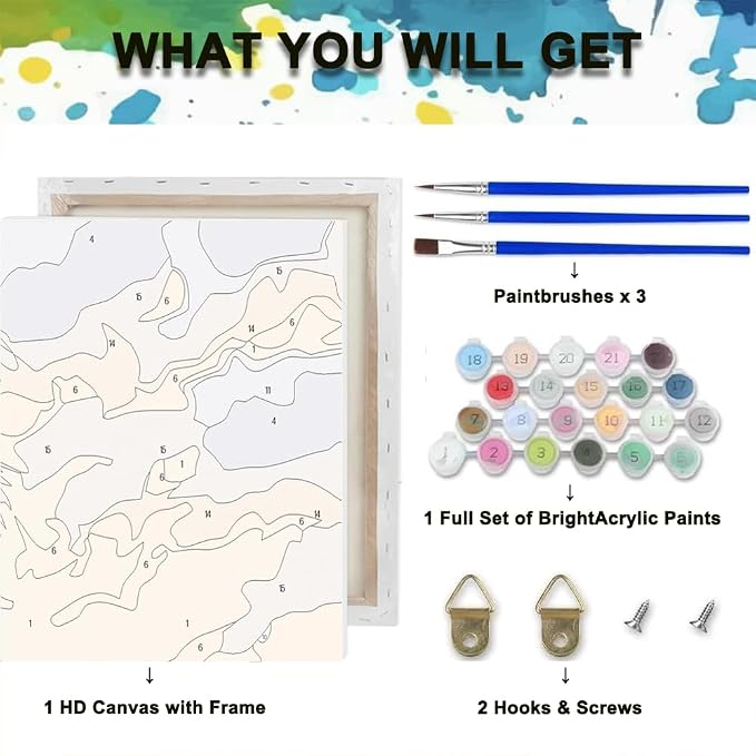 Flower Paint by Numbers Kit for Adults, DIY Canvas Oil Painting 10x10In | With Frame,Pre-printed Canvas, Vibrant Acrylic Paints & Brushes, Beginner Friendly DIY Craft, Perfect Home Wall Art Gift