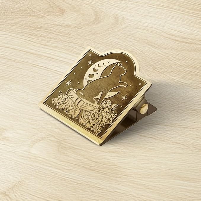 ANATTASOUL Cat & Moon Travel Journal Clip for DIY Use