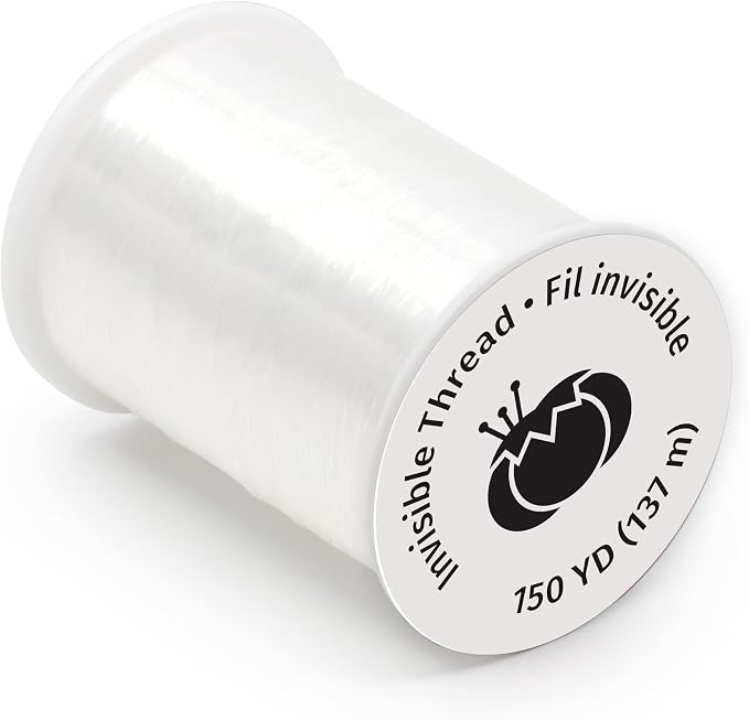 Dritz Invisible Thread, 150 Yards – Clear Thread | Blends Seamlessly with Any Fabric for Quilting, Appliqués, Crafts & Garments, 1 Roll, Clear