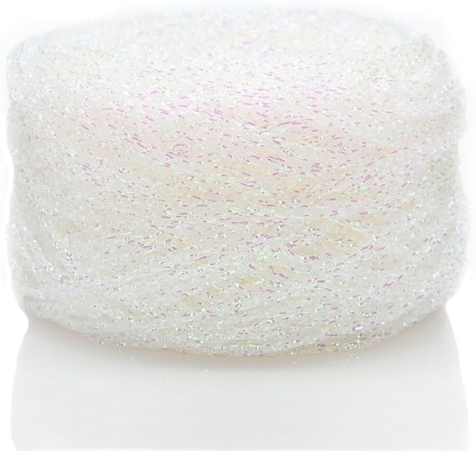 Metallic Glitter Yarn for Crochet & Knitting, Fine 2 Light Weight Worsted for Crochet Knitting, 35g 1.23oz, 85 Yards Soft Craft Sparkle Yarn (Brilliant White)