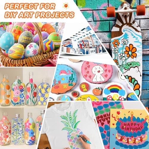 TANMIT 48 Colors Acrylic Paint Markers, Dual Tip Acrylic Paint Pens with Dot & Fine Tips For Fabric, Rock, Wood, Glass, Eggs, Scrapbook, DIY Crafts Making Art Supplies - Teacher Appreciation Gift