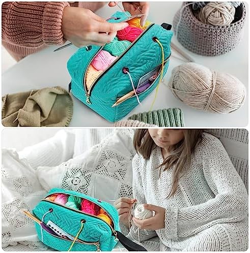 MYBAGZING Small Crochet Bag Organizer - Knitting Bag - Yarn Storage Organizer - Yarn Bag for Crocheting - Yarn Holder for Crochet Accessories, Knitting Needles, Crochet Hooks, Knitting Gifts