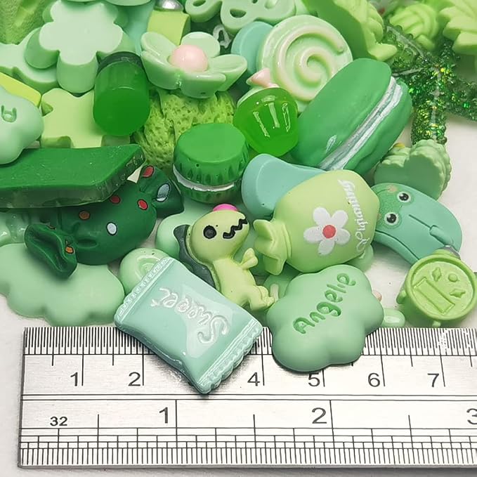 Chenkou Craft 50pcs Lots Mix Assorted Green Craft DIY Flatbacks Resin Flat Back Buttons Scrapbooking (Green)