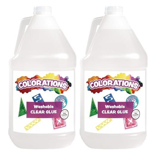 Colorations Washable Clear Glue, 2 Gallons, Dries Clear, Ideal for Slime