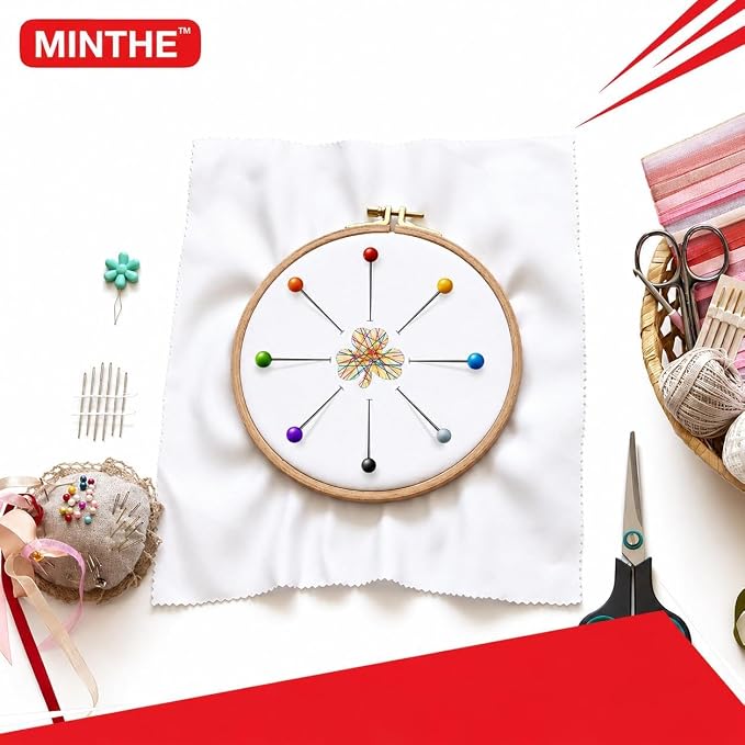 MINTHE 600PCS Sewing Pins for Fabric, Straight Pins Sewing with Pearlized Colored Heads, Quilting Supplies, Pearl, Stick, Corsage, Head