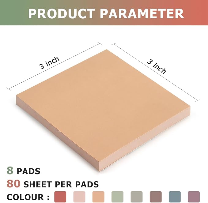 OSBOO Sticky Notes 3x3 Inch 8 Pack Vintage Colors, 80 Sheets/Pad
