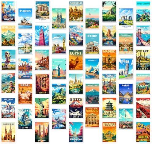 50Pcs World Landmark Travel Stickers Set