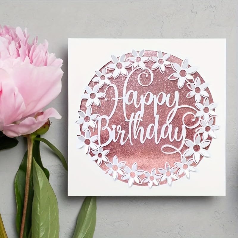 Lapoo Words Cutting Die for Scrapbooking - Durable, Cut Stencils for DIY Scrapbook Photo Album Decorative Paper Card, Card Making Supplies Party Wedding Decorations (Happy Birthday 4.1 x 4 in)