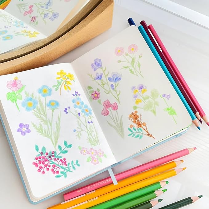 5.7x4.1in Hardcover Blank Sketchbook for Drawing 180gsm 96Pages,Light Blue
