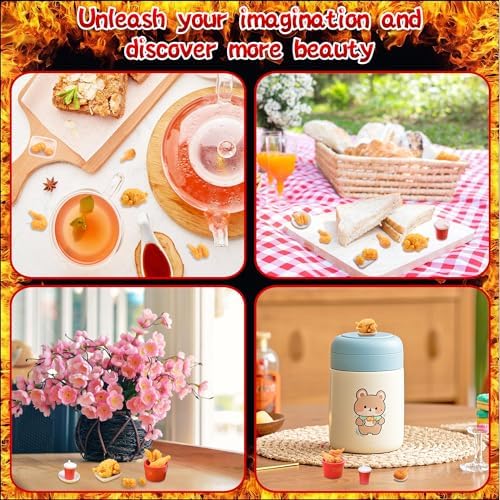 Mini Chicken Bucket Ornaments, 10 Pcs Resin Fast Food Decor