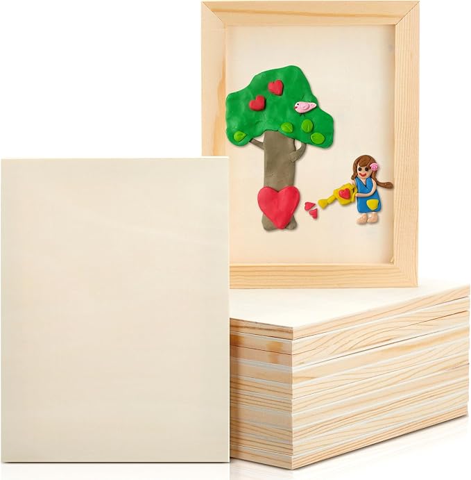 Kathfly 12 Pcs 5 x 7inch Wood Panels for Painting,Unfinished Boards