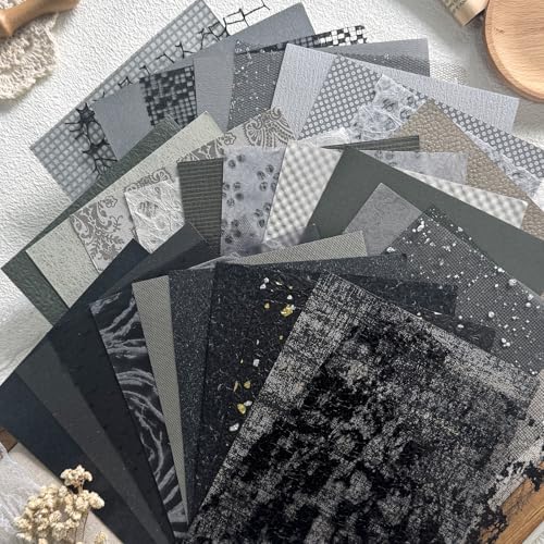 30 Pcs Handmade A5 Textured Scrapbook Paper and Mesh, Junk Journal Supplies