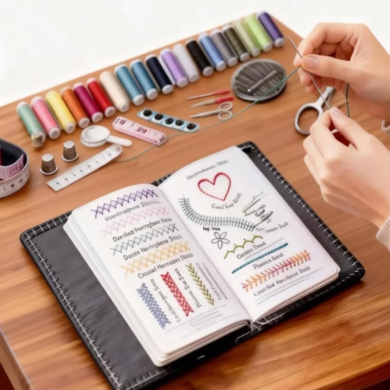 2026 New Embroidery Stitch Book Kit Portable All-Scenario Embroidery Stitch Book Comes with a Complete Toolkit The Perfect Choice for Beginners in Handicrafts (2 PCS)