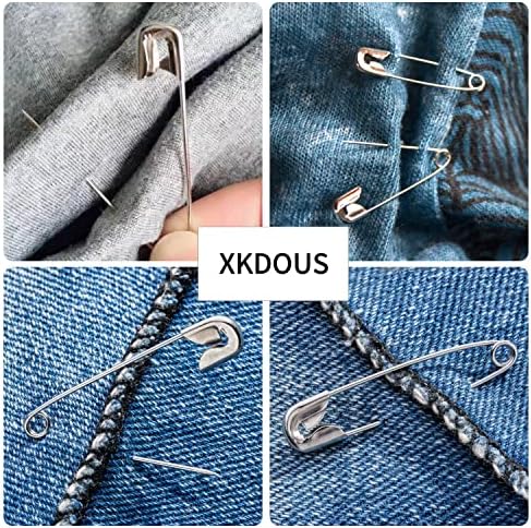 XKDOUS 400 Pack Safety Pins, 5 Universal Sizes Heavy Duty Pins for Clothes