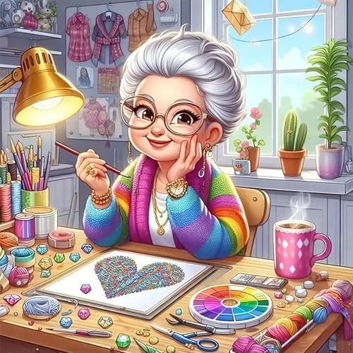 Benjenes Grand Mother Diamond Art Kits for Adults, Diamond Painting Kits