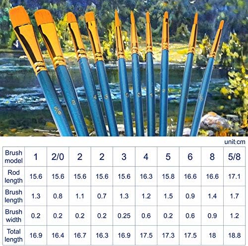 Acrylic Paint Brush Set, 5 Packs / 50 pcs Nylon Hair Brushes | All Purpose Oil Watercolor Painting Artist Professional Kits