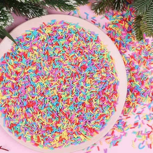 DIYASY 180g Fake Sprinkles, 6.35 oz Non-Edible Resin Sprinkles Faux Plastic Candy Sprinkle Polymer Clay Slices for Nail Art DIY Crafts Cake Phone Case