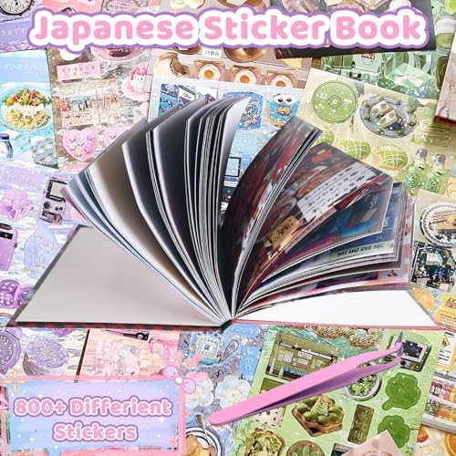 45 Sheets Japanese Sticker Book Manga 800+ Heisei Retro Romantic Memory Scrapbook Stickers Cute Korean Stickers for Journaling Scrapbooking Kawaii Food Sticker for Kids Adult DIY Cosmtic Books