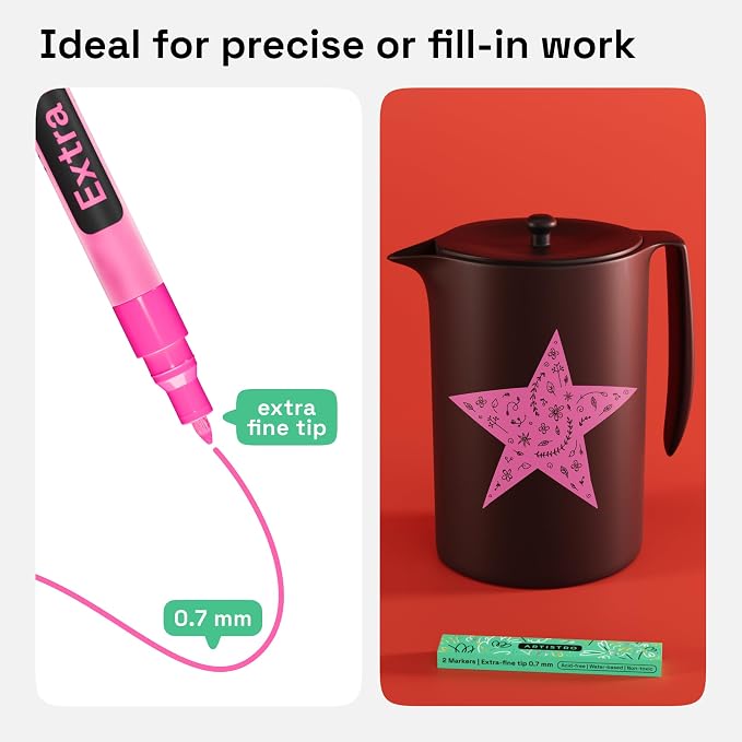 ARTISTRO Pink Acrylic Paint Markers - 0.7mm Extra Fine-Tip - Set of 2