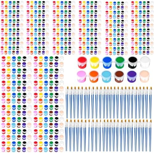 60 Pack Mini Acrylic Paint Set, 12 Colors Washable Acrylic Paint Strips with 120Pcs Painting Brushes for Kids&Adults Paint, 840PCS Kids Painting Kit for Birthday Party Favor, Classroom, Art Gift