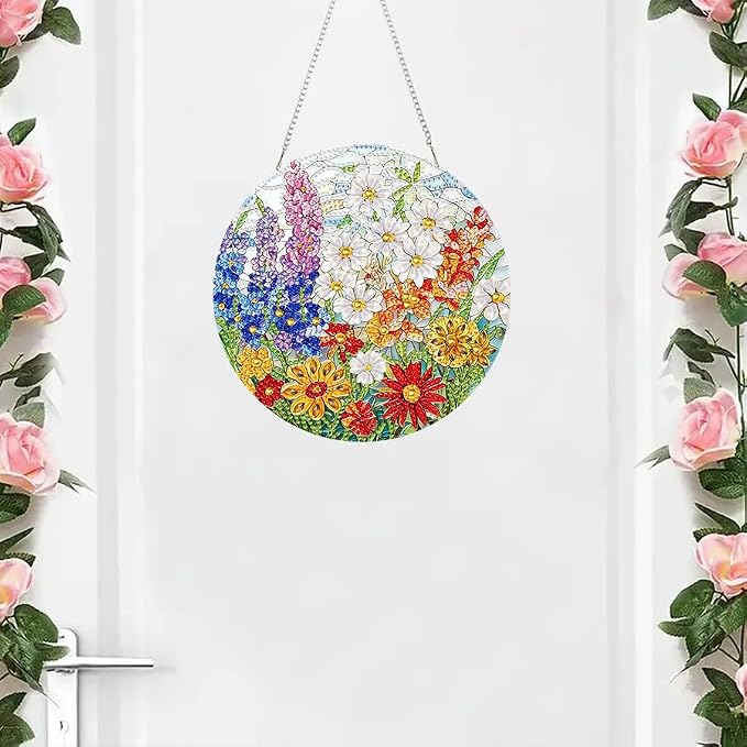 RYMILIE Hanging Diamond Art Kits for Adults Blossoms 8x8inch