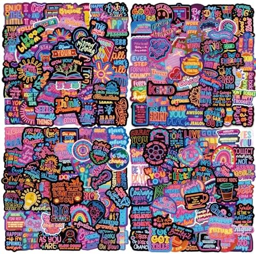 200Pcs Neon Inspirational Stickers, Waterproof Motivational Vinyl Stickers for Water Bottles, Laptops, Journals, Positive Quotes Stickerfor Teens, Students, Teachers, Planners