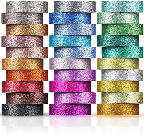 Asty 30 Rolls Colored Washi Glitter Tape, Christmas Decorative Washi Tape