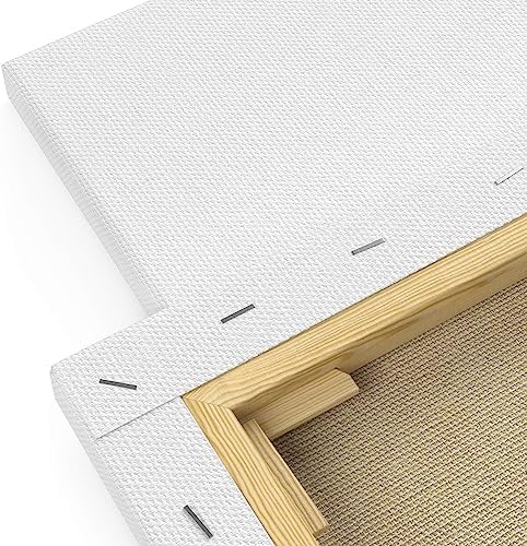 ARTEZA Premium Stretched Canvas, 12 x 12 Inches, Pack of 8, Blank White Square Canvas Boards for Acrylic, Oil and Gouache Painting