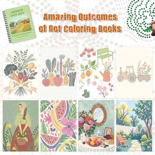 Adult Coloring Book Set:3 PCS Dot Coloring Books for Adults with 90 Patterns and 12PCS Acrylic Markers,Dot Art for Adults to Relax and Relieve Anxiety Gifts-(Animal & Flowers Plant & Countryside)