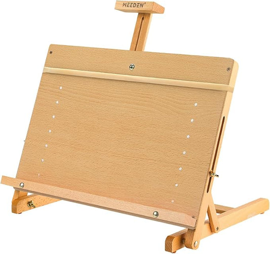 MEEDEN Large H-Frame Drawing Board Easel: Beech Wooden Tabletop Easel | Adjustable Artist Drawing & Sketching Board for Artists, Teens, Painters Holds Canvas up to 23" high