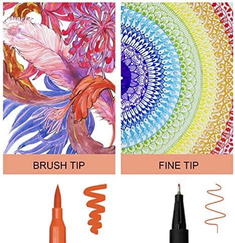 Piochoo Dual Brush Marker Pens for Adult Coloring Books,24pcs Markers